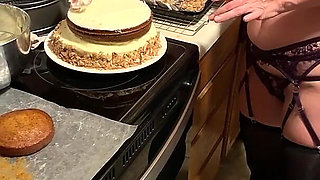 MILF Licking Cream off Penis While Cooking - Food Fetish