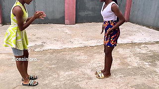 African Girls Playing Local Game Outdoor