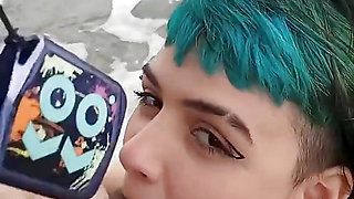 Influencer Sucking Dick in Public on a Beach
