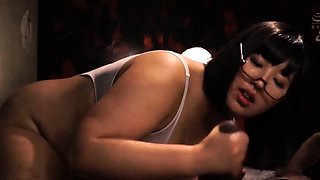 Oiled Up Chubby Japanese Mom Rides BBC