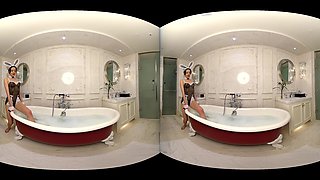 Bathroom Play With Sexy Rabbit Cosplay - Brunette Nonnude