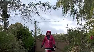 Dressed in a new red and black dress for an evening