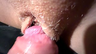 Rubbing Stepsister's Teen Pussy with Horny Cock, Great Handjob and Cumshot