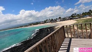 Hot Thick GF Gives Handjob to BF on Public Beach - Beach Sex in 4K