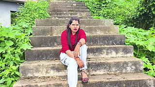 Indian Desi Girl Kissing Scenes and Boobs Press by Her Boyfriend in Forest