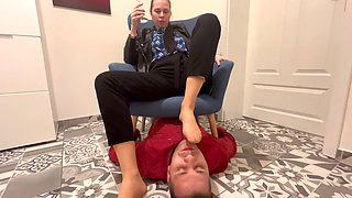 Dita dominates and punishes her foot slave