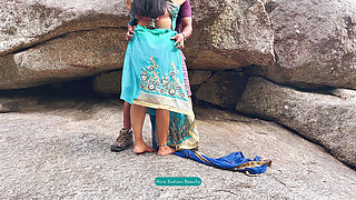 Indian Couple Romance in Outdoor - Saree Sex - Saree Lifted up and Ass Spanked