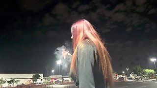 Italian Milf Artemisia Love Outdoor Smoking Fetish Late at night in Los Angeles Long hair Fetish