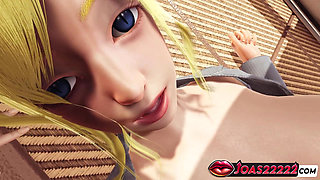 Adult 3D Animation: Sexy Dolly in Lingerie - Big Tits Standing Massage, Intense Wet Pussy Fingering, and Desk Licking Squirt