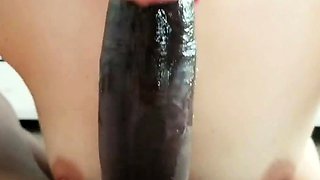 Tan stud gives a POV blowjob to his big cock