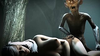 Gollum finds a slut in the forest and fucks her