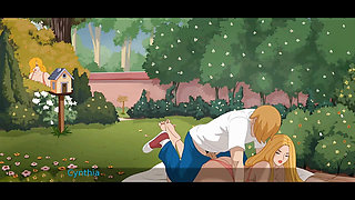 Busty Blonde getting pegged in the Garden