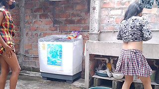 Gossipy Neighbors Talk Dirty in the Neighborhood Yard. They Have Small Buttocks.