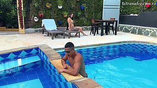 Busty Colombian MILF Silvana Lee Fucks Lucky Guy in Pool - Big Ass Doggy & Blowjob