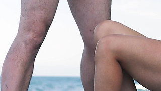 Joke! an Exhibitionist with a Bare Ass Met a Stranger Nymphomaniac on the Beach!