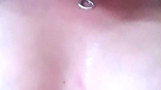 Beautiful Brunette Big Boobs Rides Fake Cock