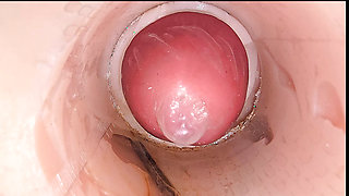 The Camera in the Deep Pussy Records a Huge Ejaculation of Sperm Into the Condom