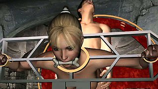 Restrained 3D cartoon blonde babe gets fucked hard