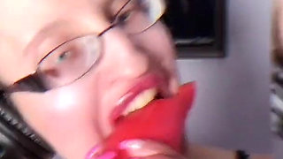 Asmr Paprika Pepper Eating - Asmr, Eye Glasses, Gianess, Lipstick, Big Lips, Mouth, Food, Face Fetish, Long Nails