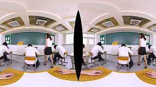 Asian hot babe VR office sex