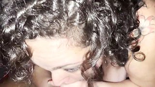 Slutty housewife takes a ride on big black cock in POV