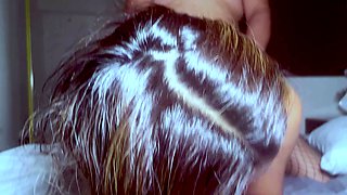Mexican amateur MILF facial cumshot during gangbang fucking