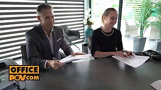 Romy Indy finally get to fuck her boss after masturbating all day