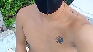 Lost place masturbation session with massive spraying cum