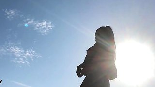 Sexy blonde babe Vega Vixen hot solo masturbation outdoors