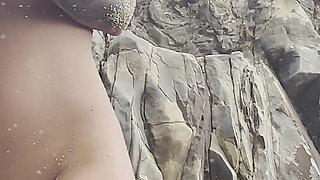 Monika Fox Swims in Sea and Fucks Pussy with a Big Dildo on a White Sand Beach