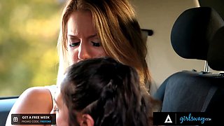 Girlsway - horny Gianna Dior and Candice Dare pound their cab driver Lilly Hall