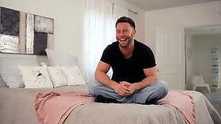 Super-sexy Violet Starr grasps Seth Gamble's groin in a fiery come back sesh