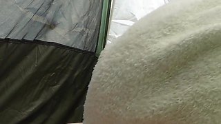 Amateur Couple Fucks in Tent at Nudist Resort
