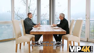 Couple invites a mature friend to their party