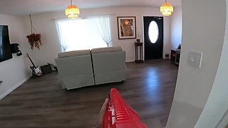Blonde MILF won the Nerf duel with the help of her hairy pussy