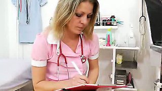 Blonde Female teasing in nurse uniform