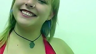 A Barrage of Facial Cumshots While She Sits Encircled by Many Cocks