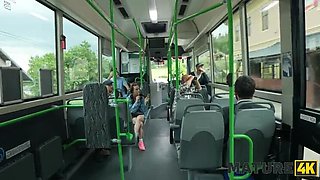 Mature MILF So Wet Wants To Suck Cock On The Bus - Public Pickup Sex