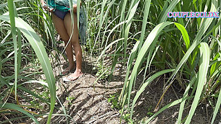 Komal walked ahead into the sugarcane field and followed behind Ushka Lover
