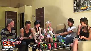 Sexy college girls fuck with horny studs