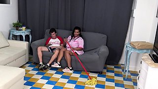 Real amateur Rosalinda flashes her big boobs and fucked