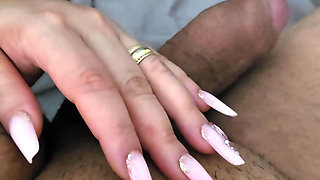 Step mom saw step son big dick in erection and handjob him hard