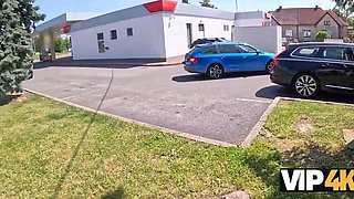 A brunette slut with a juicy pussy likes it deep inside