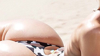 Hot Blonde Hard Sex in Beach, Curvy Woman with Big Tits Sucking Big Dick, Slave Woman