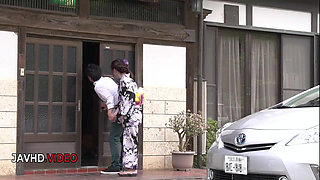 Kimono babe fucked hard and made to swallow big time