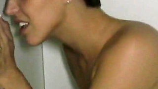 Small boobs nice round ass slut sucking fucking penis in glory hole