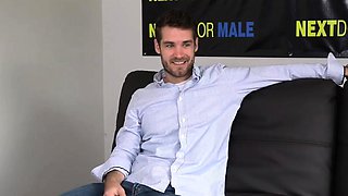 Athletic jock wanking his dick solo