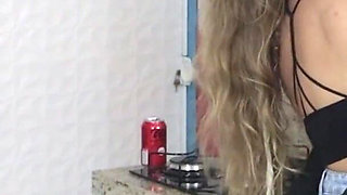 Two Girls Rubbing Each Other in Jeans in Intense Kisses