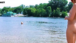 Nudist really likes exposing herself and showing off