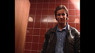 Hot Slutty Brunette Gets Ass Pounded and Cum in Asshole in Men Toilet